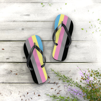 S Black sole Polygender Pride Flip Flops