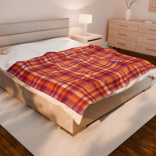 Lesbian Pride Plaid Velveteen Plush Blanket