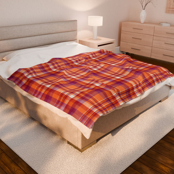 60" × 80" Lesbian Pride Plaid Velveteen Plush Blanket