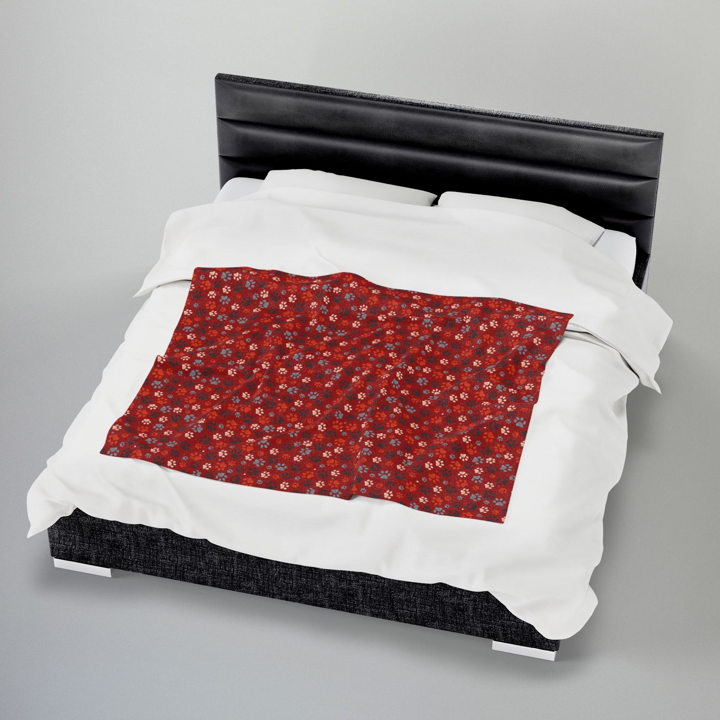 Orange & Cream Ohio Paw Prints Red Velveteen Plush Blanket