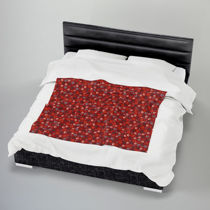 Orange & Cream Ohio Paw Prints Red Velveteen Plush Blanket