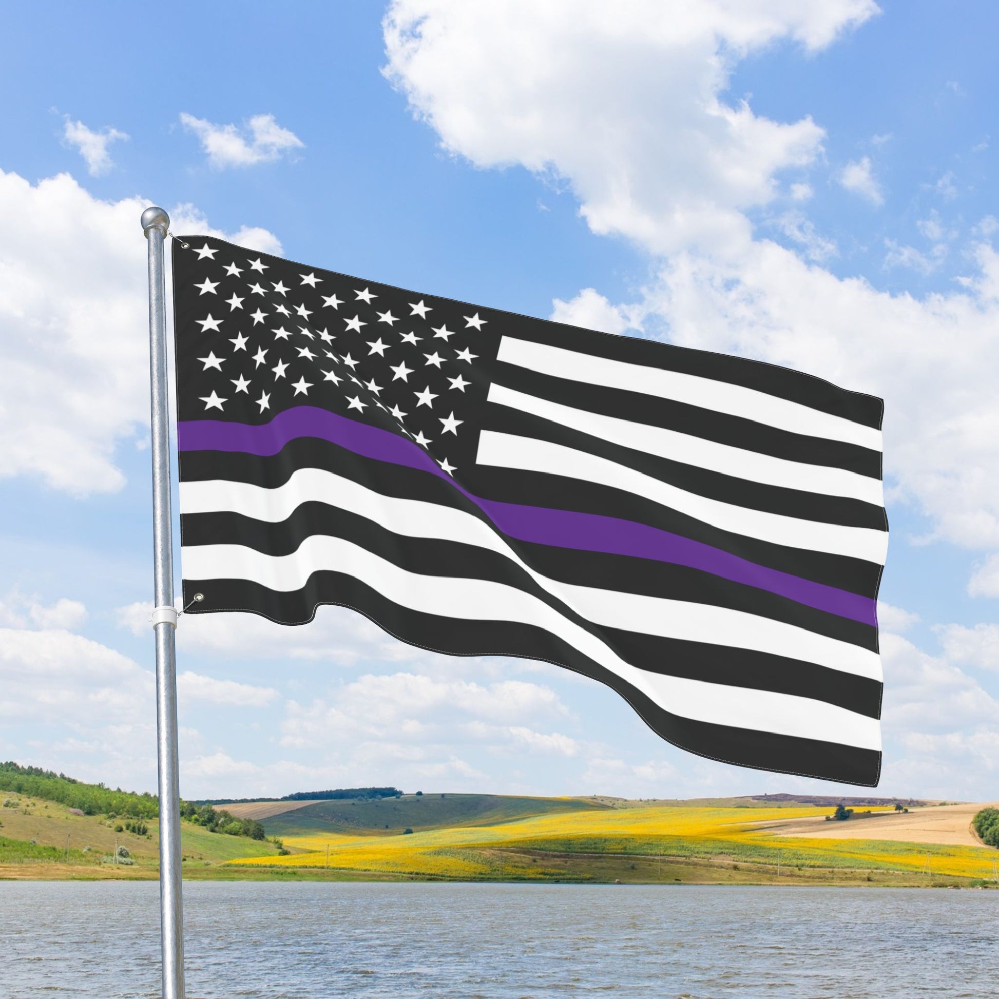 USA Thin Purple Line American Flag with Grommets