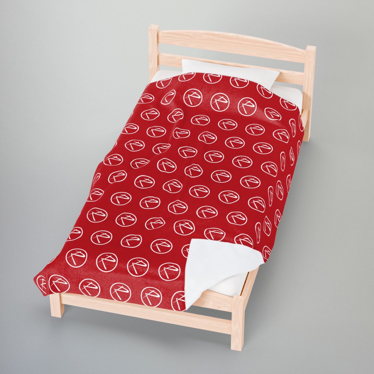 White Rambler Logo Red Velveteen Plush Blanket