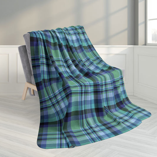 60" × 80" Green & Purple West Mifflin PA Plaid Fleece Sherpa Blanket