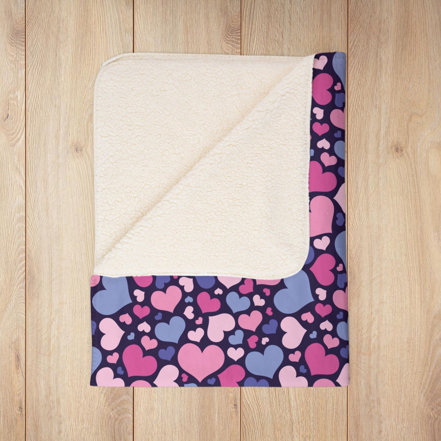 Omnisexual Pride Valentine’s Day Hearts Navy Blue Fleece Sherpa Blanket