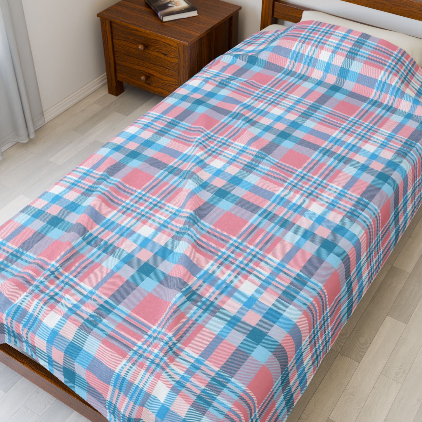 Transgender Pride Plaid Velveteen Plush Blanket