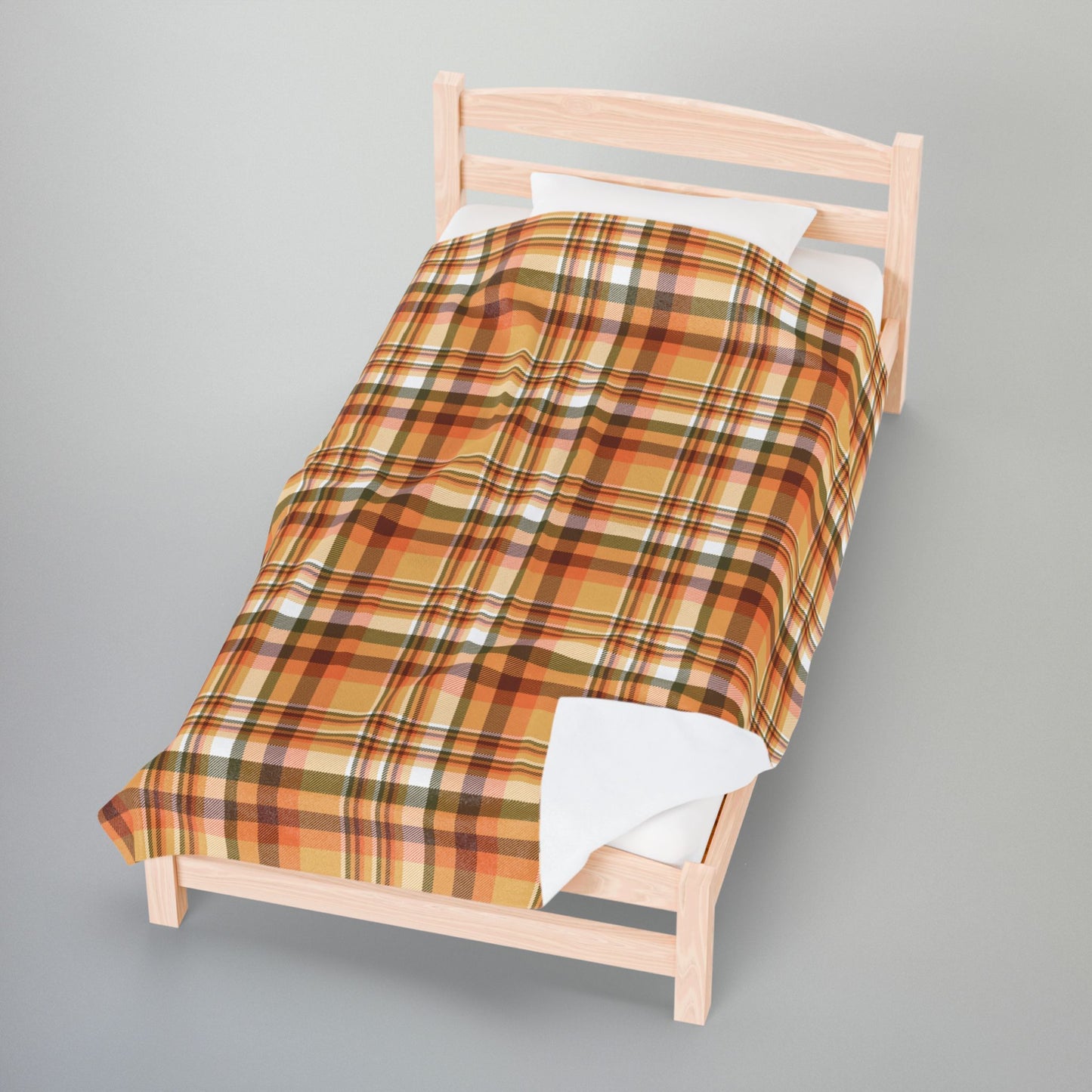 Autumn Tan Plaid Velveteen Plush Blanket