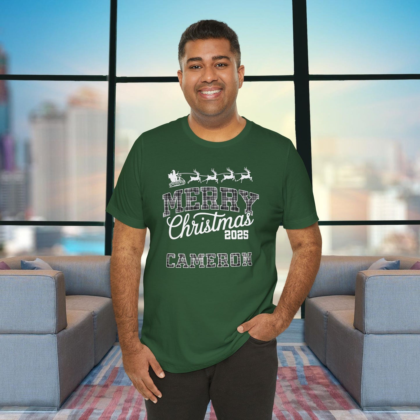 Evergreen Custom Ohio Christmas Plaid Tee or Pajama Top