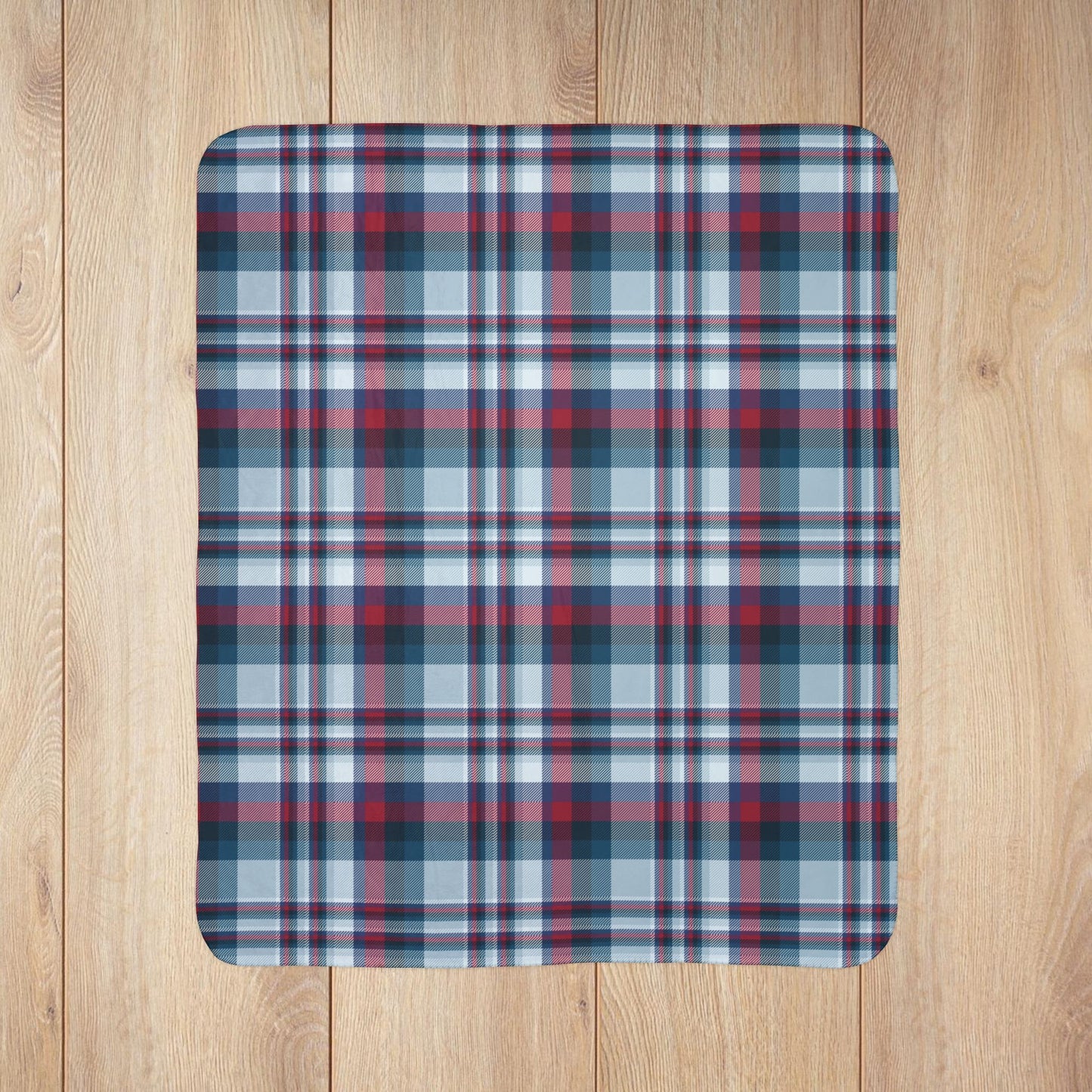 Nautical Blue Plaid Fleece Sherpa Blanket