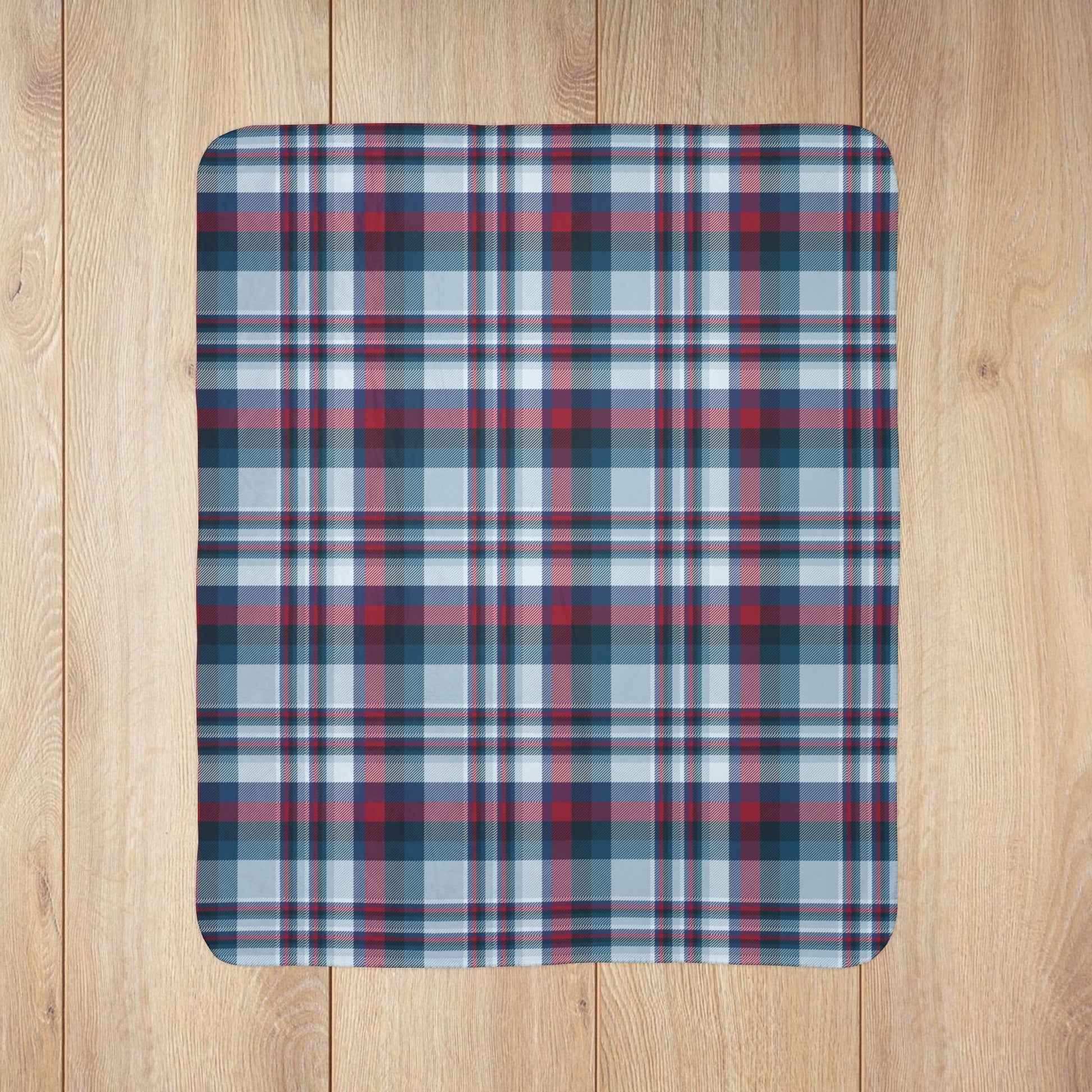 Nautical Blue Plaid Fleece Sherpa Blanket
