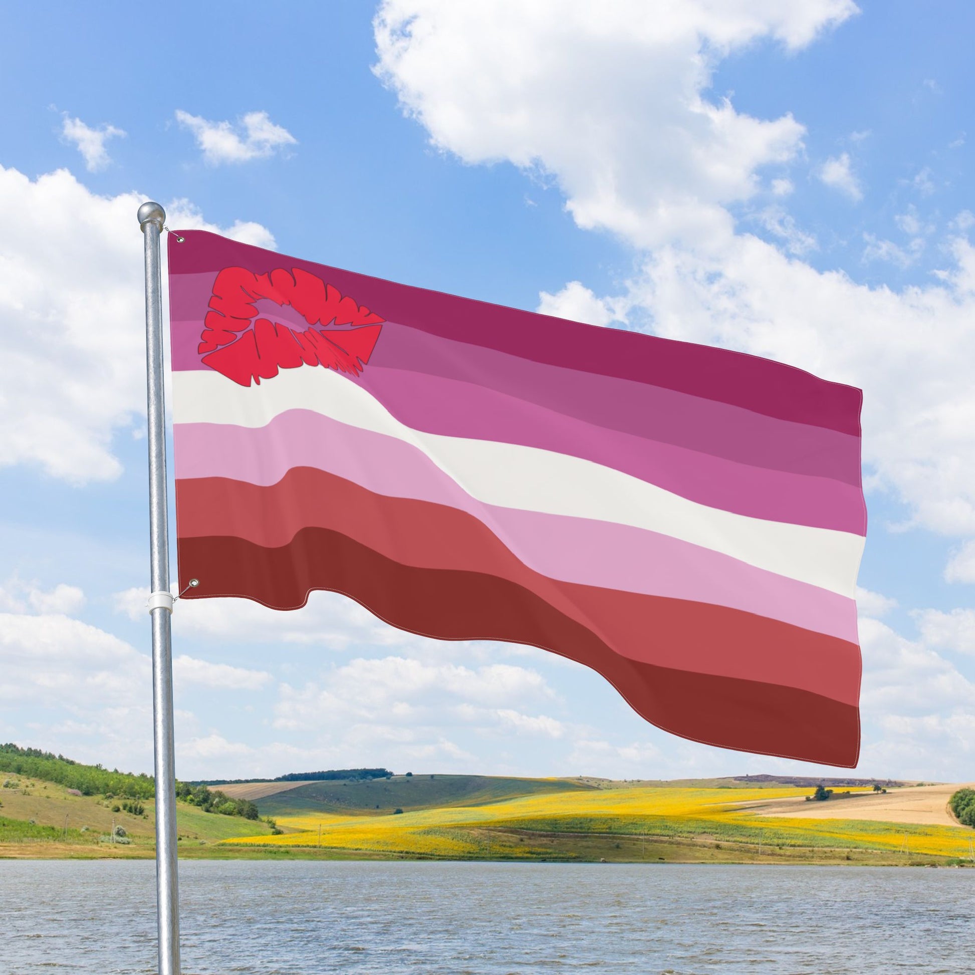 Lipstick Lesbian Pink Pride Flag with Grommets