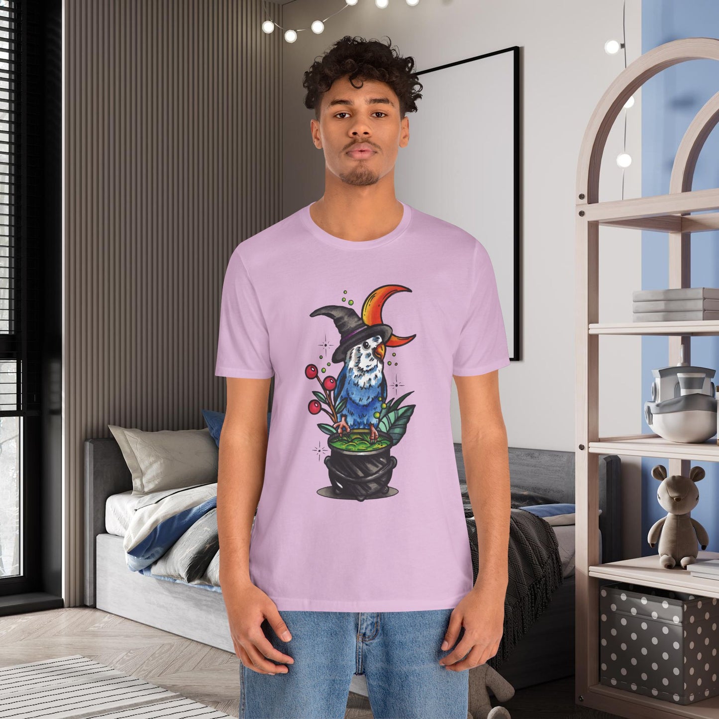 Lovebird Witch, Hand-Drawn & Hand-Colored Tee