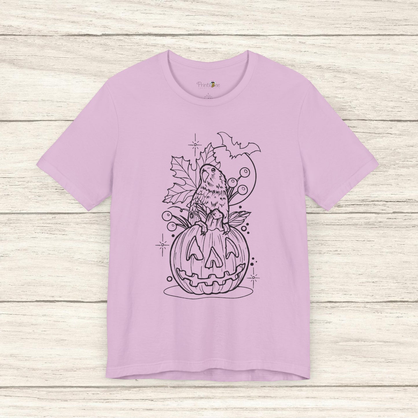 Lovebird on a Jack-o-Lantern, Line Art Tee