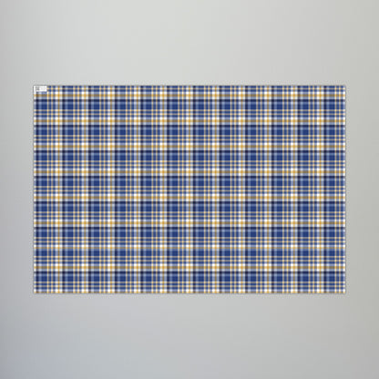 29'' x 20" Matte Hannukah Dark Blue, White & Gold Plaid Gift Wrapping Paper Roll