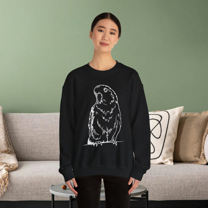 Floofball Lovebird, Sweat-shirt à col rond Line Art