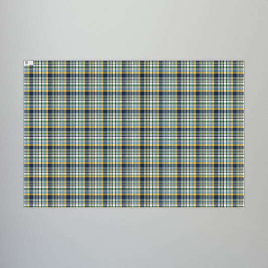 Christmas Blue & Yellow Milwaukee WI Plaid Gift Wrapping Paper Roll