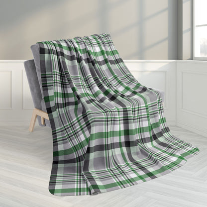 60" × 80" Grey Demiromantic Pride Plaid Fleece Sherpa Blanket