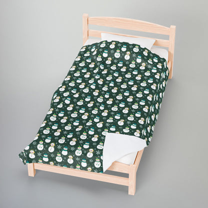 Non-Binary Boy Pride Snowmen Velveteen Plush Blanket