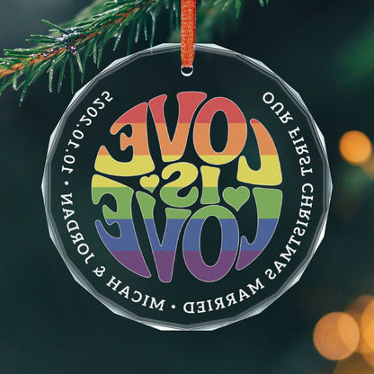 Custom Crystal Love is Love Rainbow Pride 3" Circle Ornament