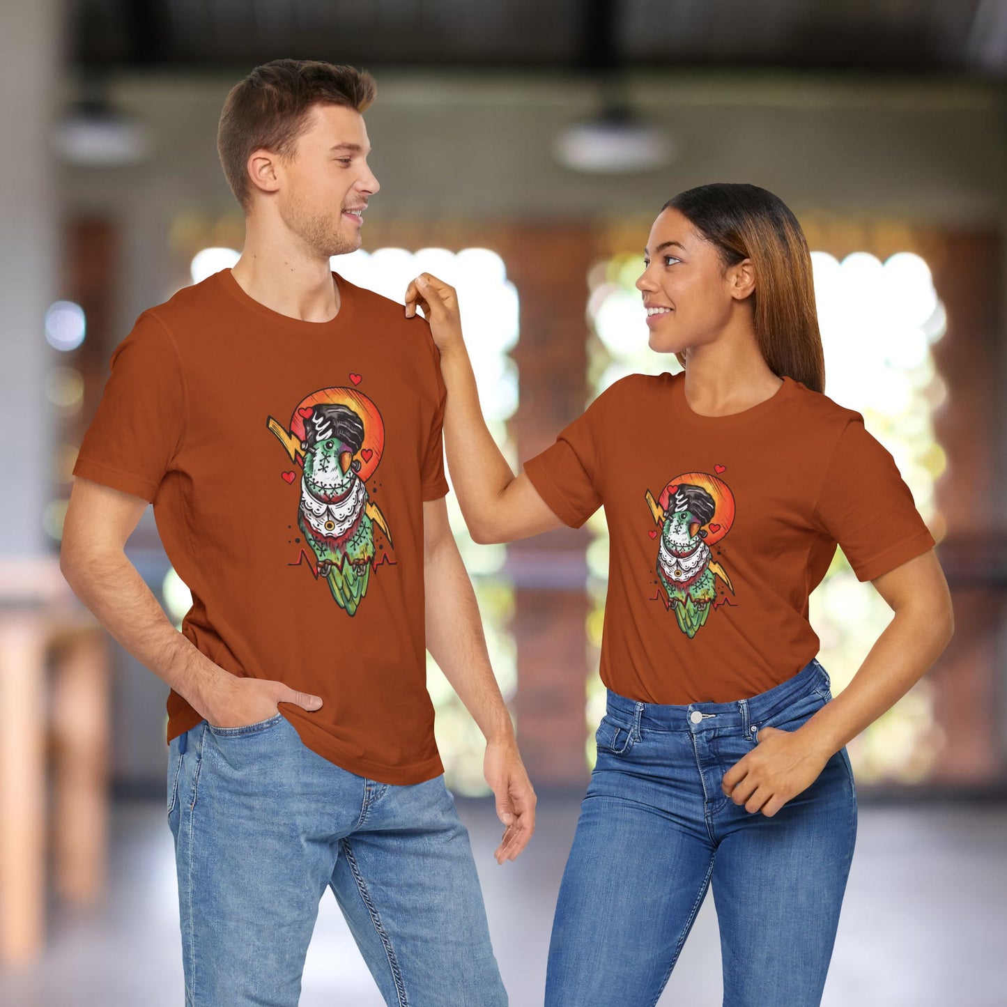 Bride of Frankenstein Lovebird, Hand-Drawn & Hand-Colored Tee