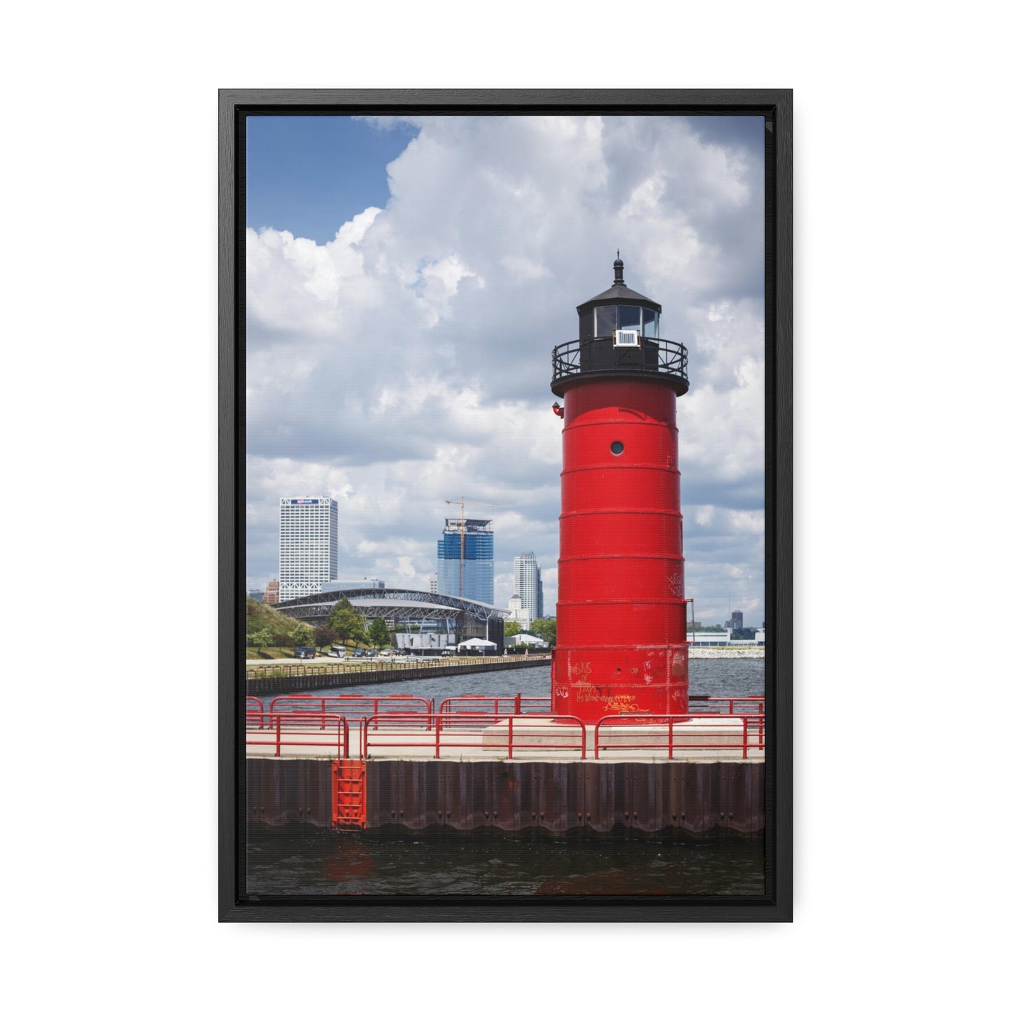 Phare et horizon de Milwaukee Wisconsin ; Milwaukee Pierhead Light, Photographie Encadrée Toile Wrap Wall Art