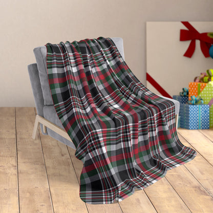 Christmas Silver & Black Las Vegas NV Plaid Fleece Sherpa Blanket