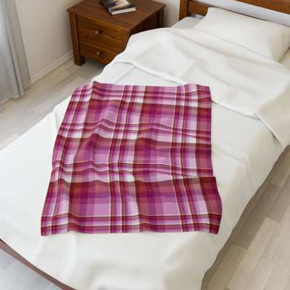 Lesbian Pink Pride Plaid Velveteen Plush Blanket