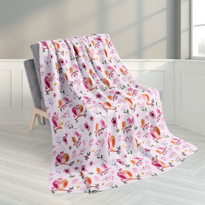60" × 80" Birdie Love Valentine’s Day Fleece Sherpa Blanket