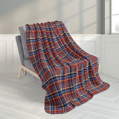50" × 60" Red, Blue & Orange Ohio Plaid Fleece Sherpa Blanket