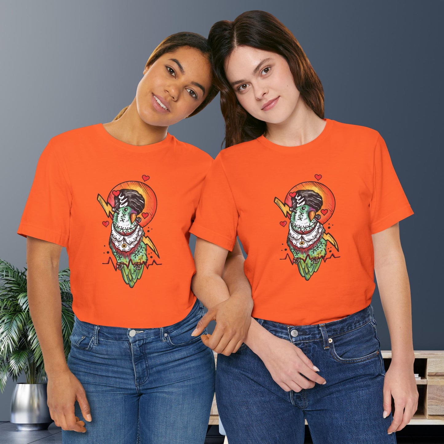 Bride of Frankenstein Lovebird, Hand-Drawn & Hand-Colored Tee