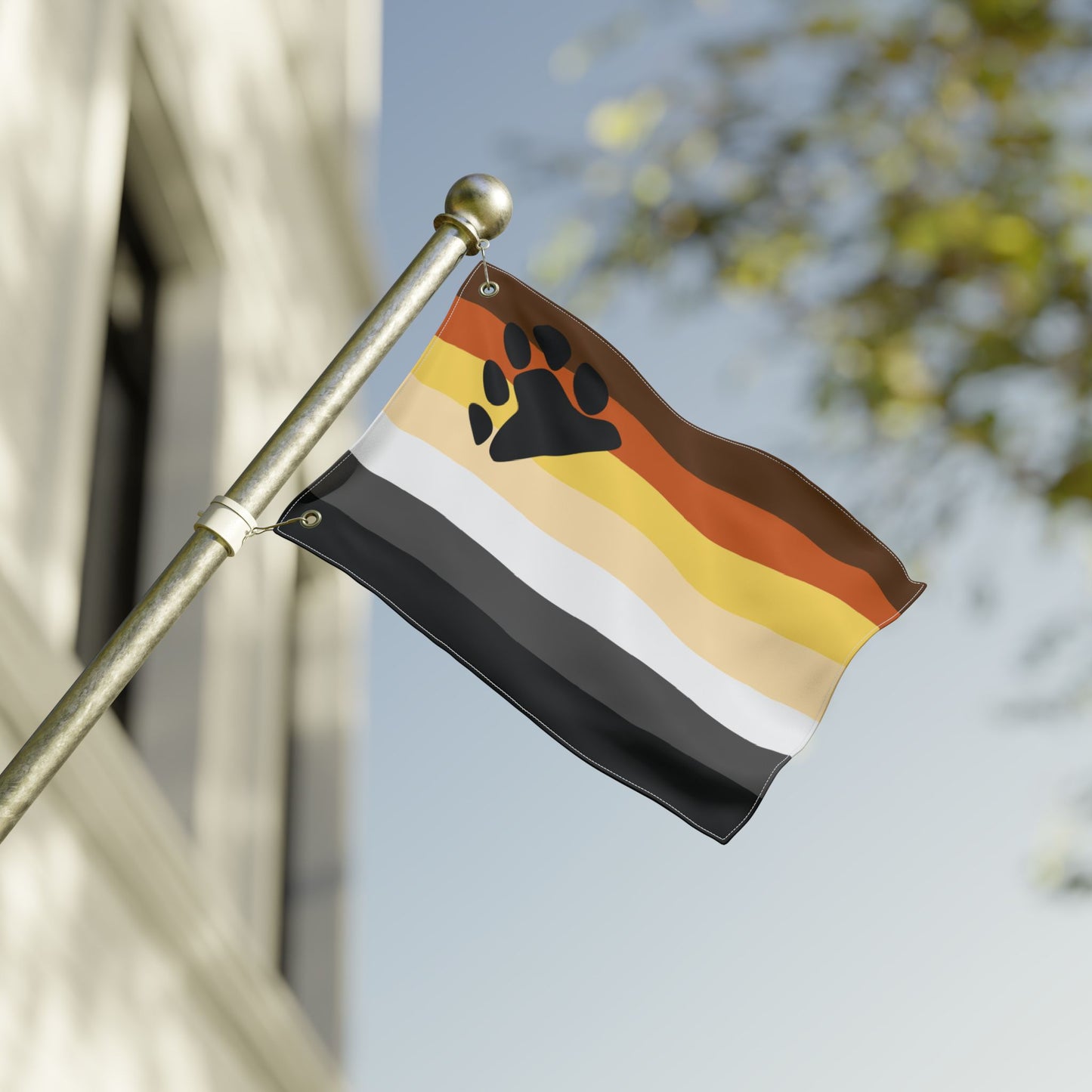 Bear with Paw Pride Double-Sided Flag with Grommets