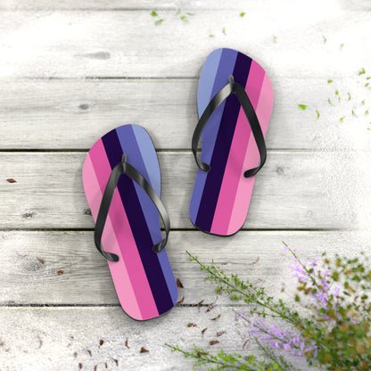 M Black sole Omnisexual Pride Flip Flops
