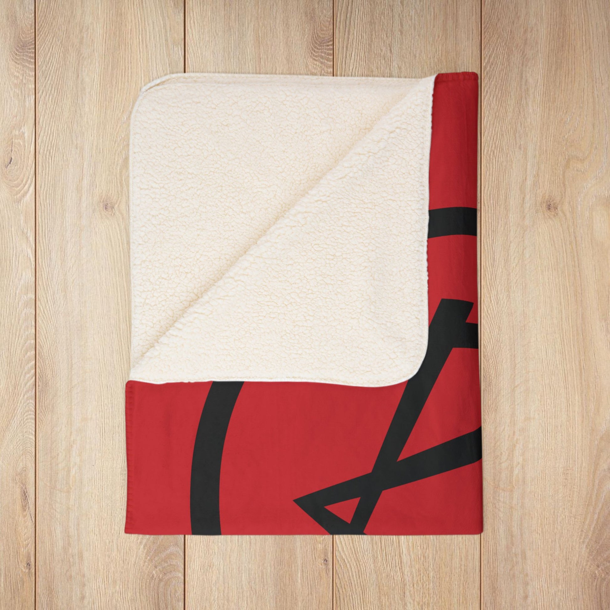 Rambler Black Logo Red Fleece Sherpa Blanket