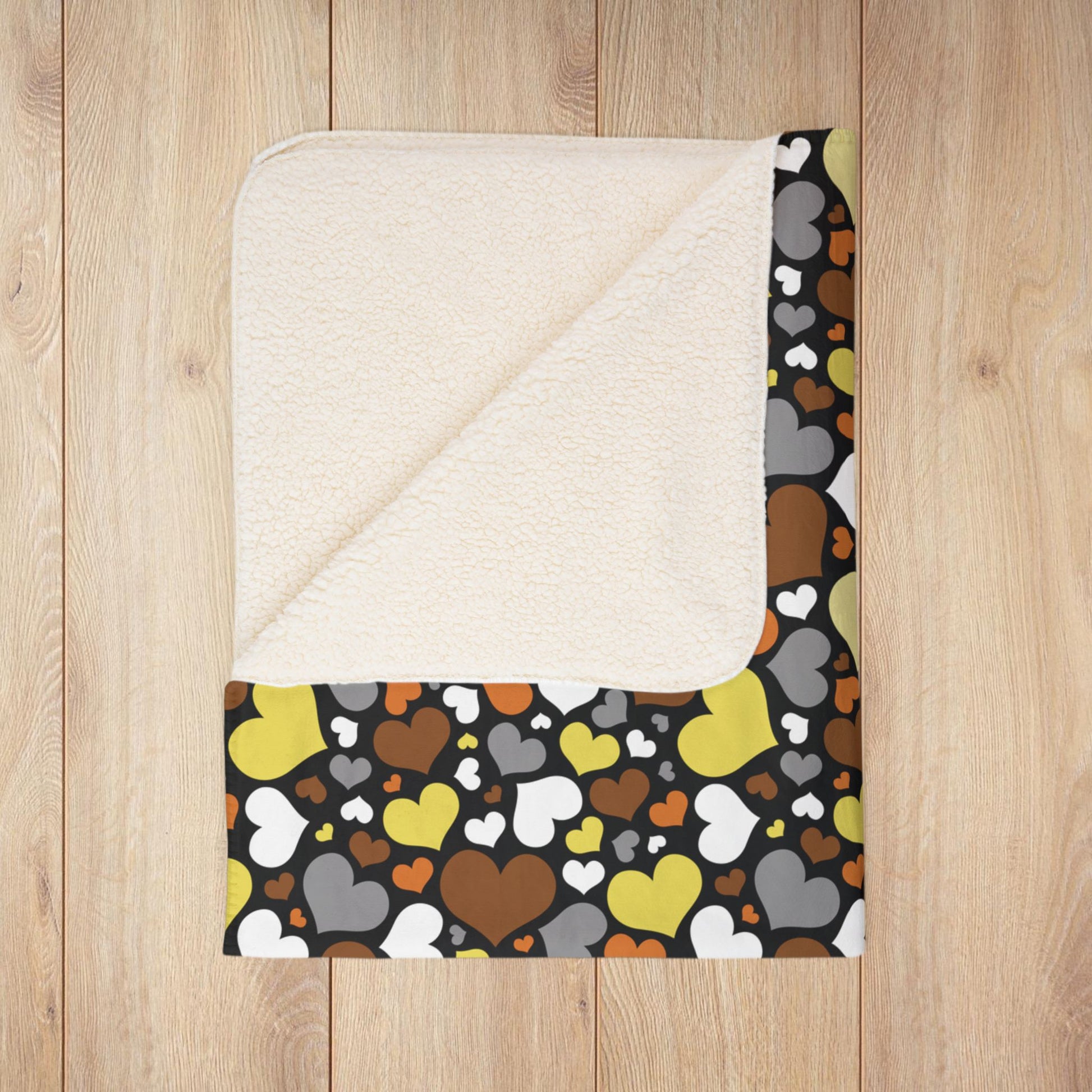 Bear Pride Valentine’s Day Hearts Black Fleece Sherpa Blanket