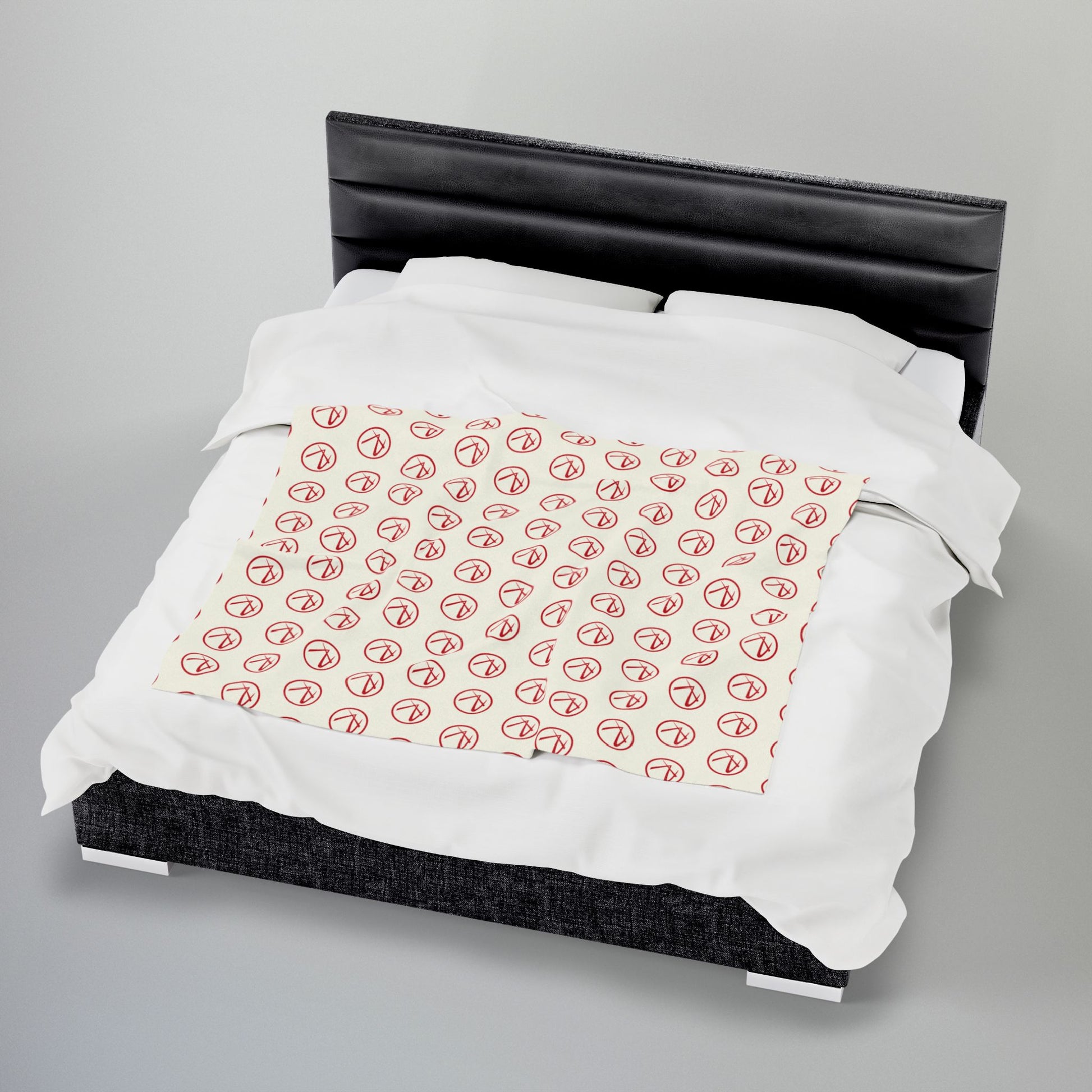 Red Rambler Logo Ivory Velveteen Plush Blanket