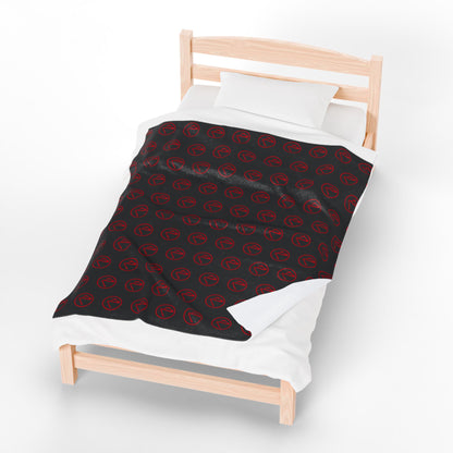 Velveteen Plush Rambler Red Logo Black Blanket