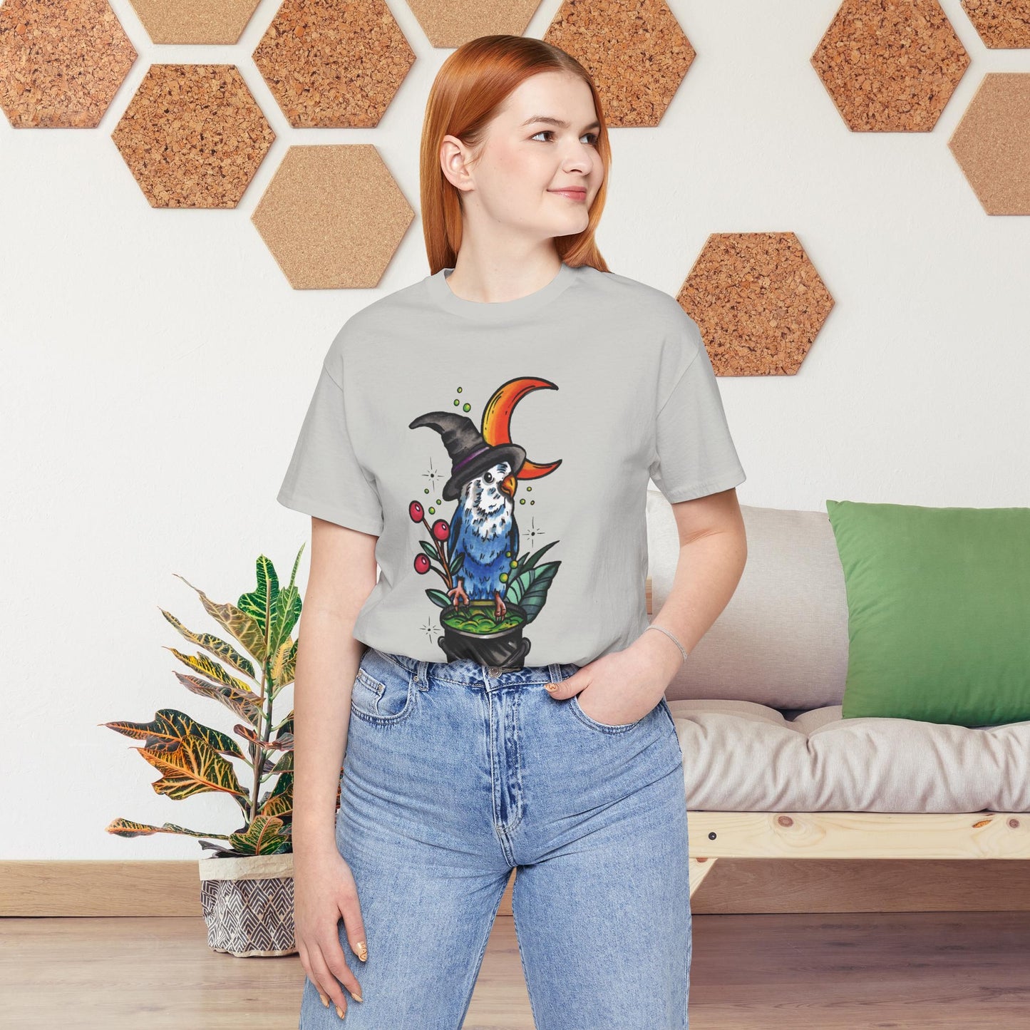 Lovebird Witch, Hand-Drawn & Hand-Colored Tee