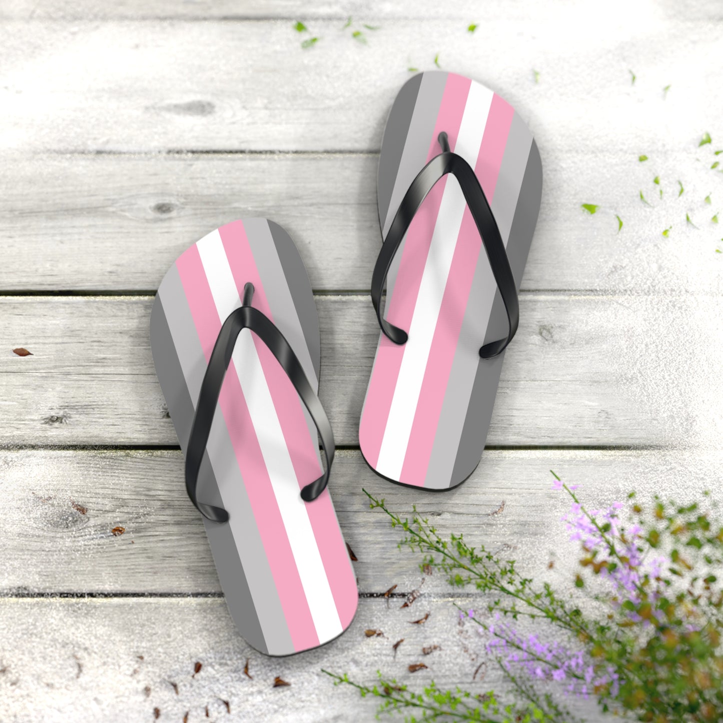 XL Black sole Demigirl Pride Flip Flops