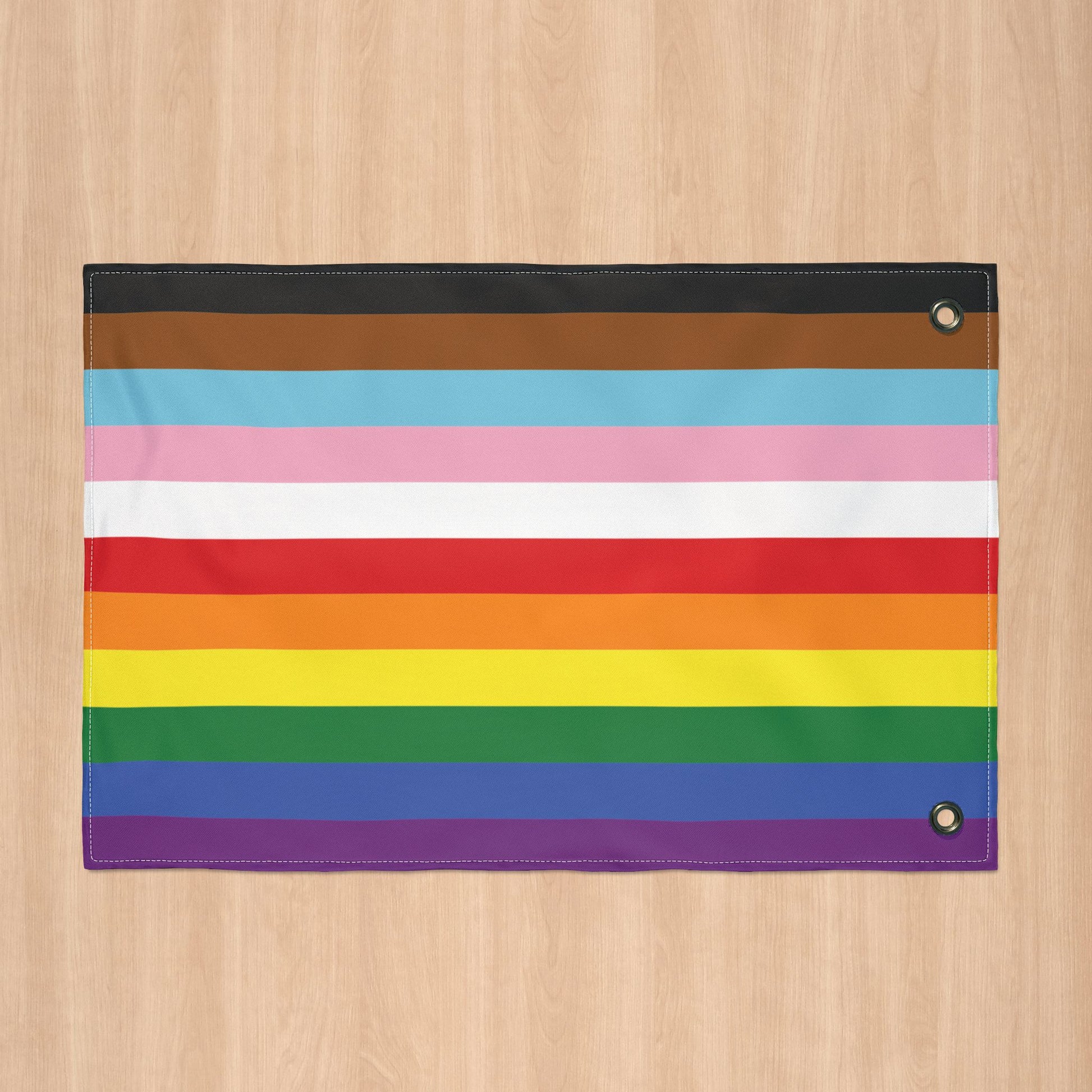 Rainbow 11-Stripe Pride for Trans and PoC Flag with Grommets