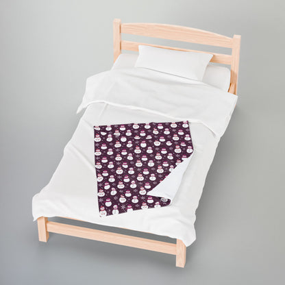 Lesbian Pink Pride Snowmen Velveteen Plush Blanket