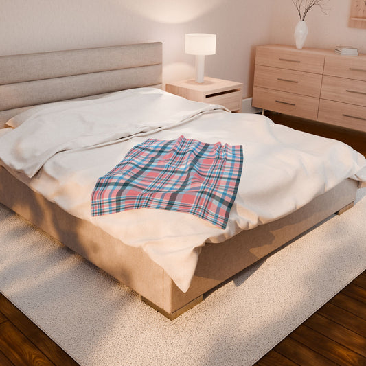 Transgender Pride Plaid Velveteen Plush Blanket