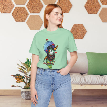 Frankenstein Lovebird, Hand-Drawn & Hand-Colored Tee