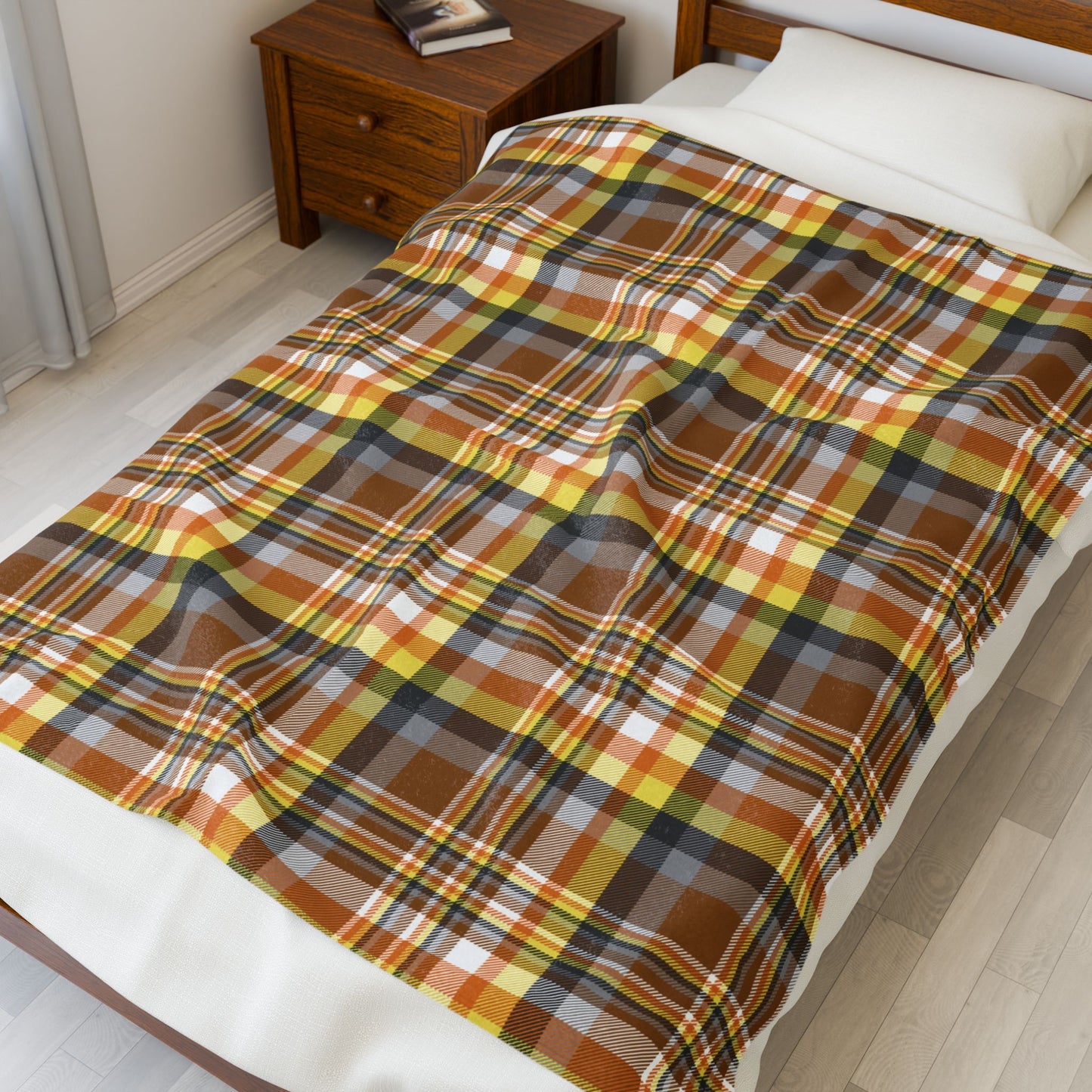 Bear Pride Plaid Velveteen Plush Blanket