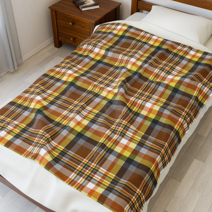 Bear Pride Plaid Velveteen Plush Blanket