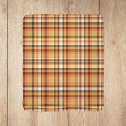 Autumn Tan Plaid Fleece Sherpa Blanket