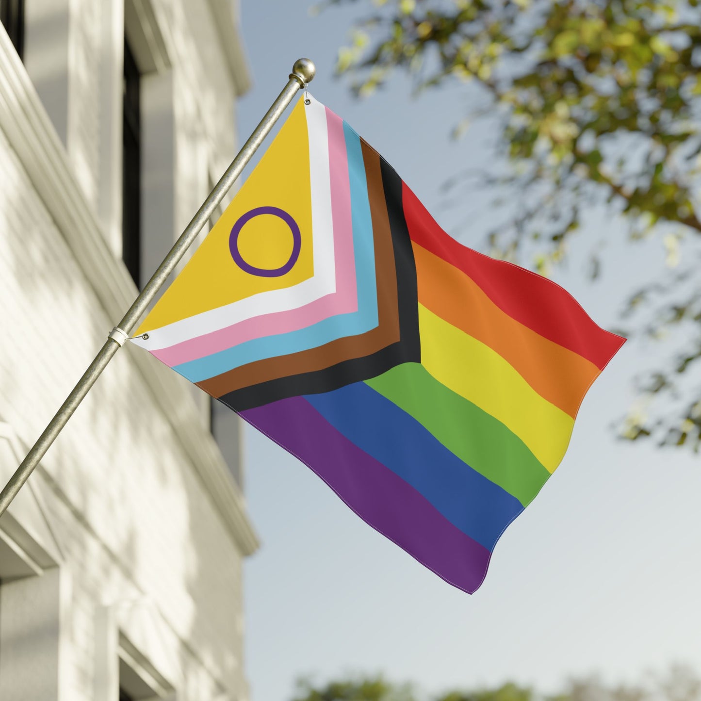 30'' × 40'' Intersex-Inclusive Rainbow Progress Pride Flag with Grommets