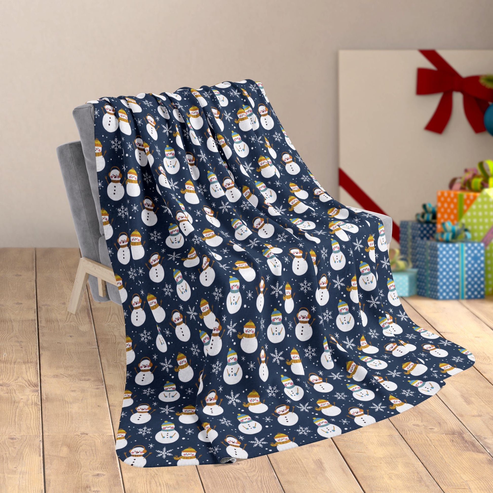 60" × 80" Grey Aromantic Asexual Pride Snowmen Fleece Sherpa Blanket