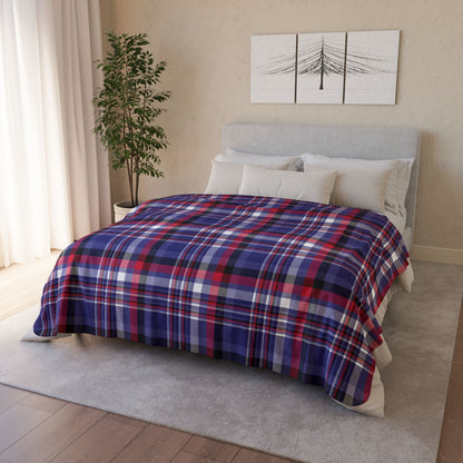 60" × 80" Beige Leather Pride Plaid Fleece Sherpa Blanket