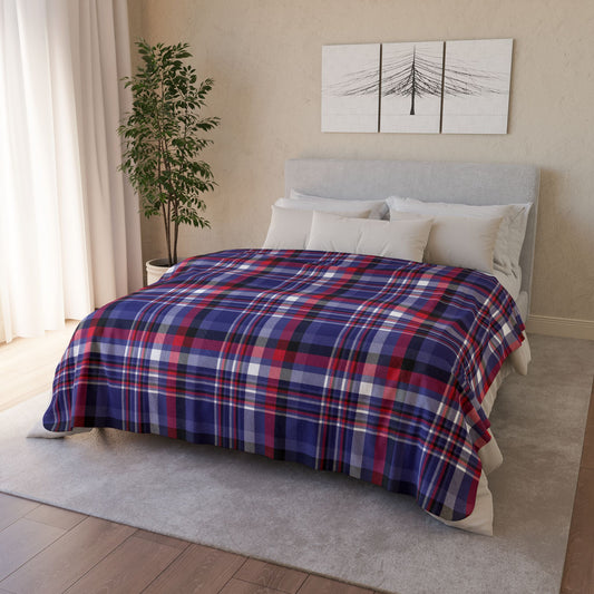60" × 80" Beige Leather Pride Plaid Fleece Sherpa Blanket