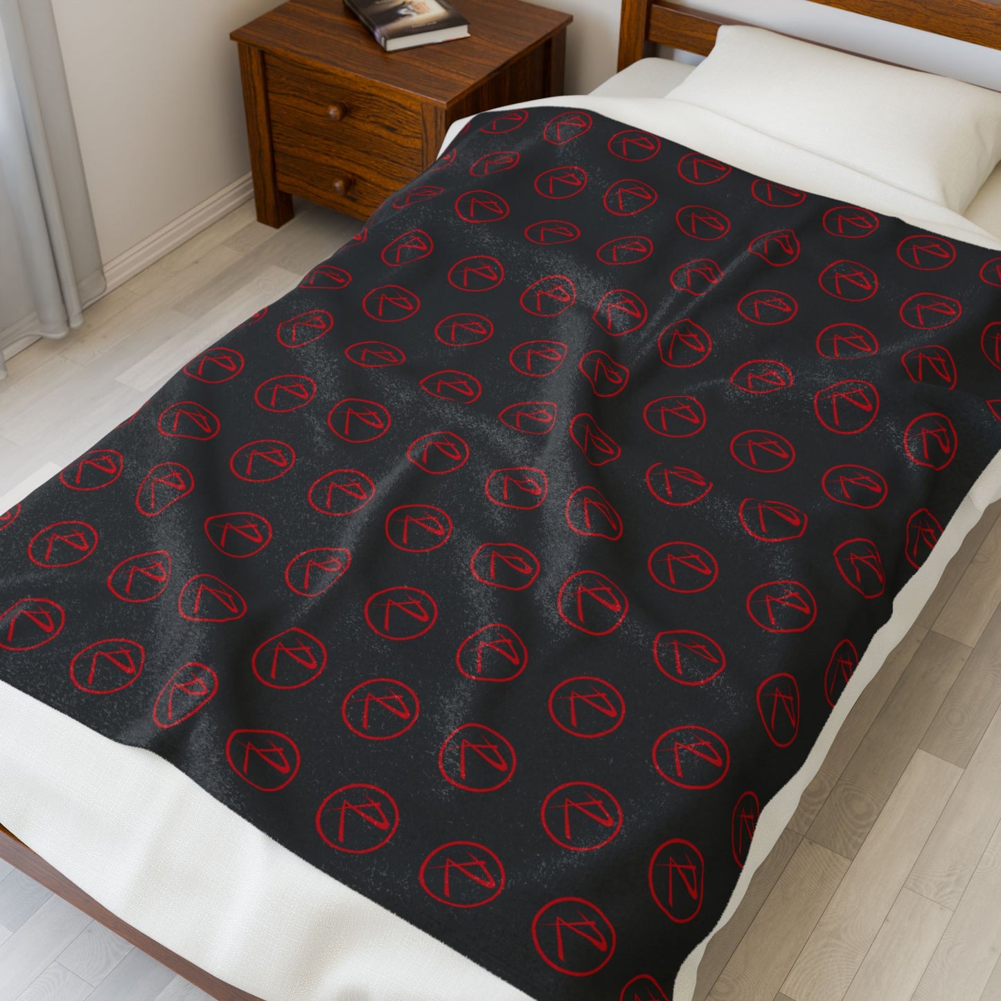 Rambler Red Logo Black Velveteen Plush Blanket